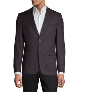 Calvin Klein Men's Skinny Fit Wool-Blend Blazer Navy Wine Size 44R $425
